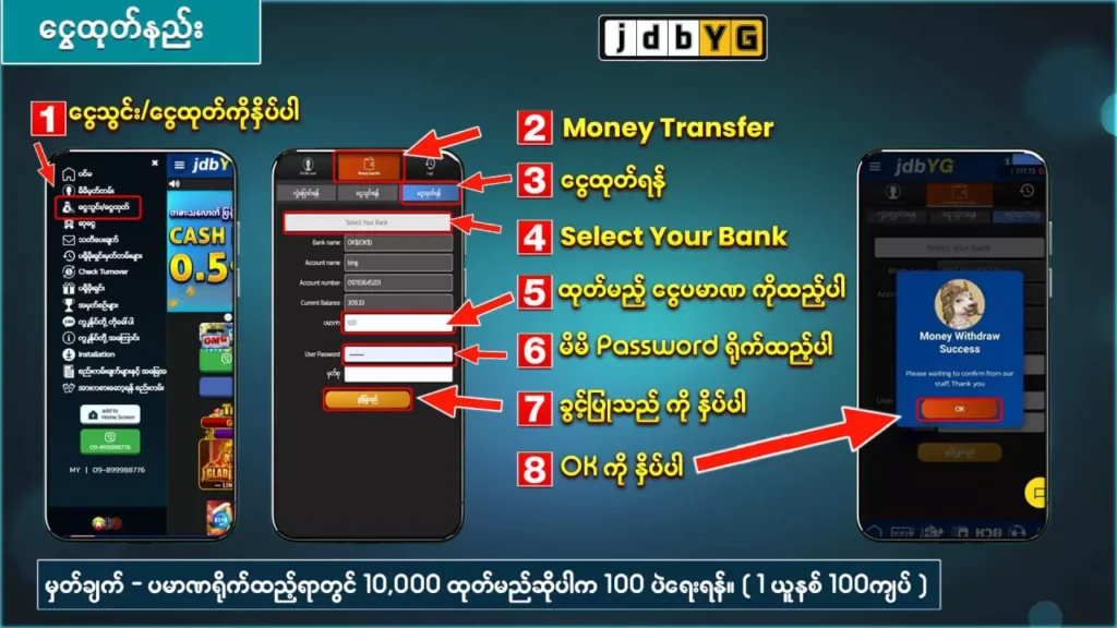 jdbyg ငွေထုတ်နည်း